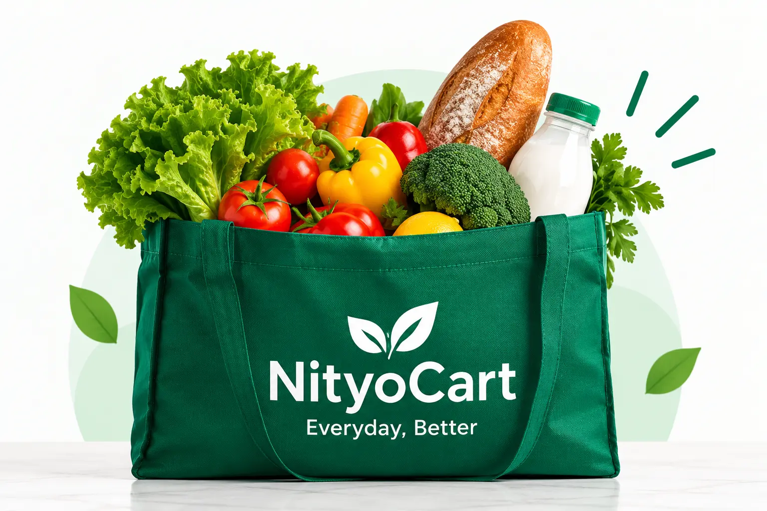 Grocery bag of fresh vegetables